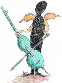 Colour cartoon by Mitra Divshali, published in Liberetà