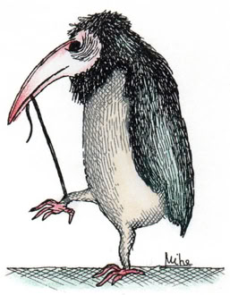 Colour cartoon by Mitra Divshali, published multiple times in an Italian magazine