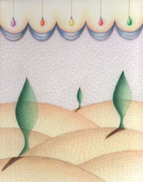 Artwork 4 from Paesaggi, coloured pencil and ink on paper, Mitra Divshali, 1999